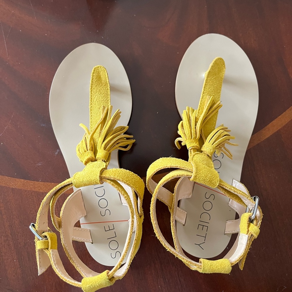 Sole society mustard yellow suede sandals